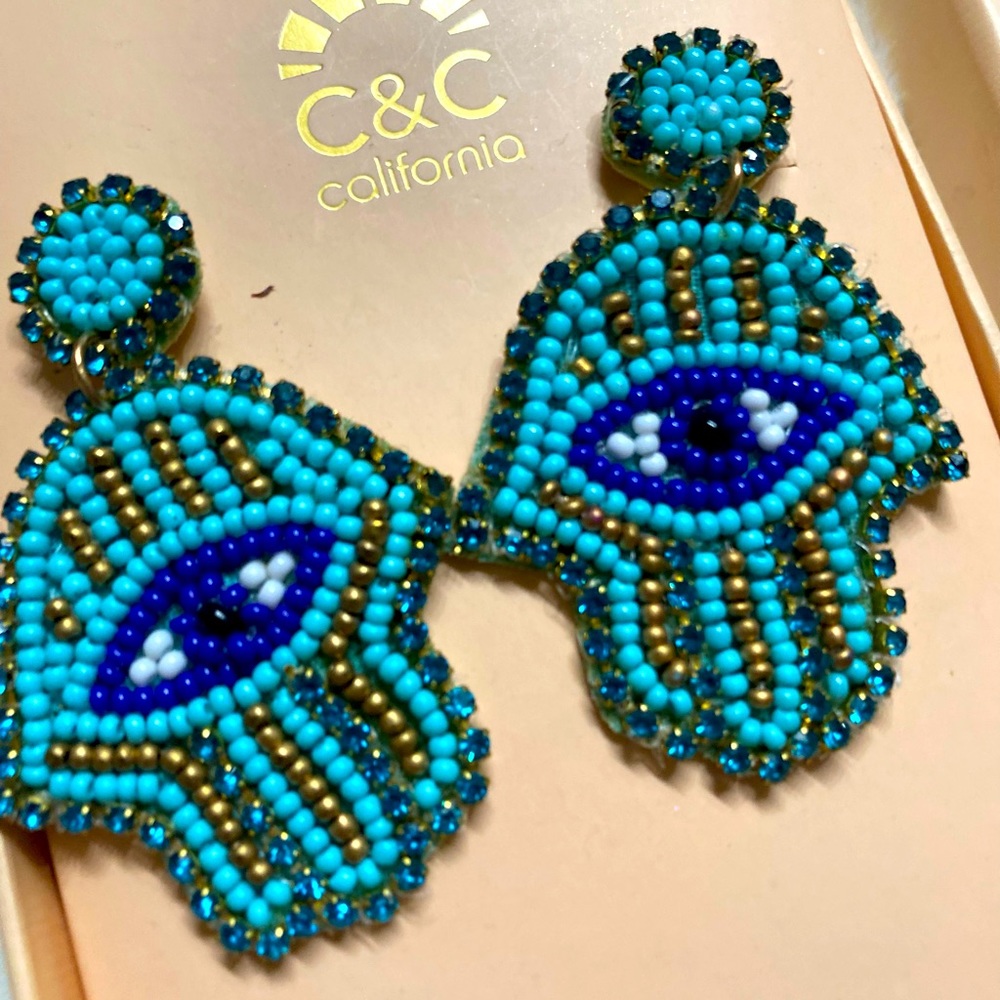 Blue eye genuine amazonite earrings